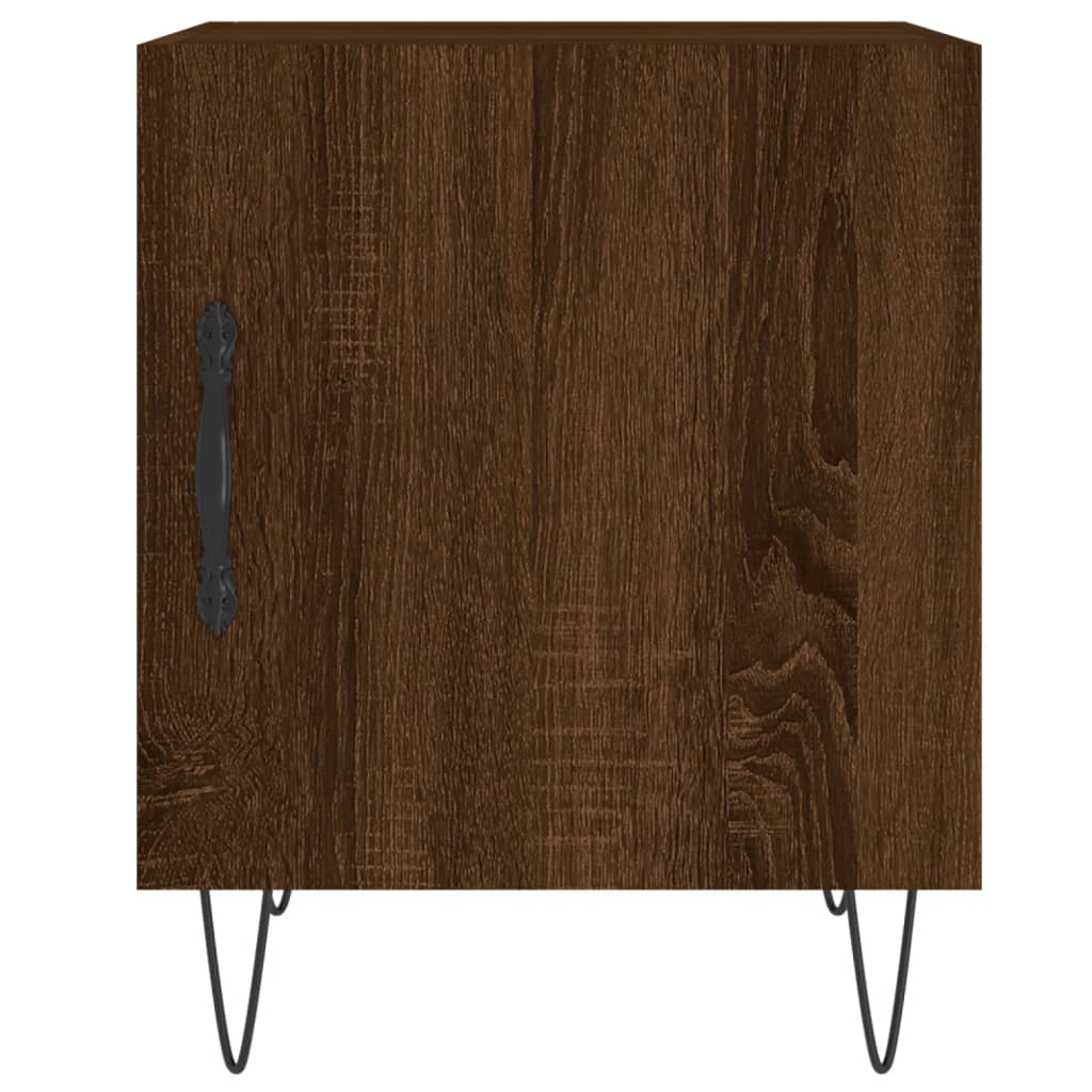 Mesita De Noche Madera De Ingeniería Marrón Roble 40x40x50 Cm_4
