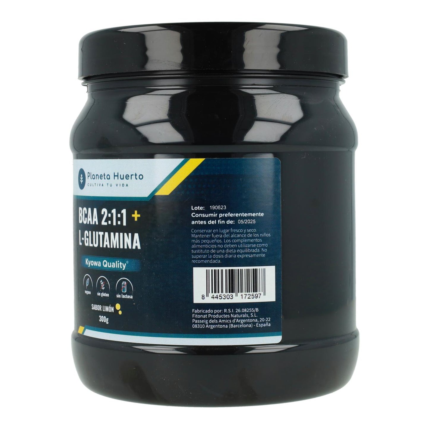 BCAA 2:1:1 + L-Glutamina Sabor Limón Planeta Huerto 300 g