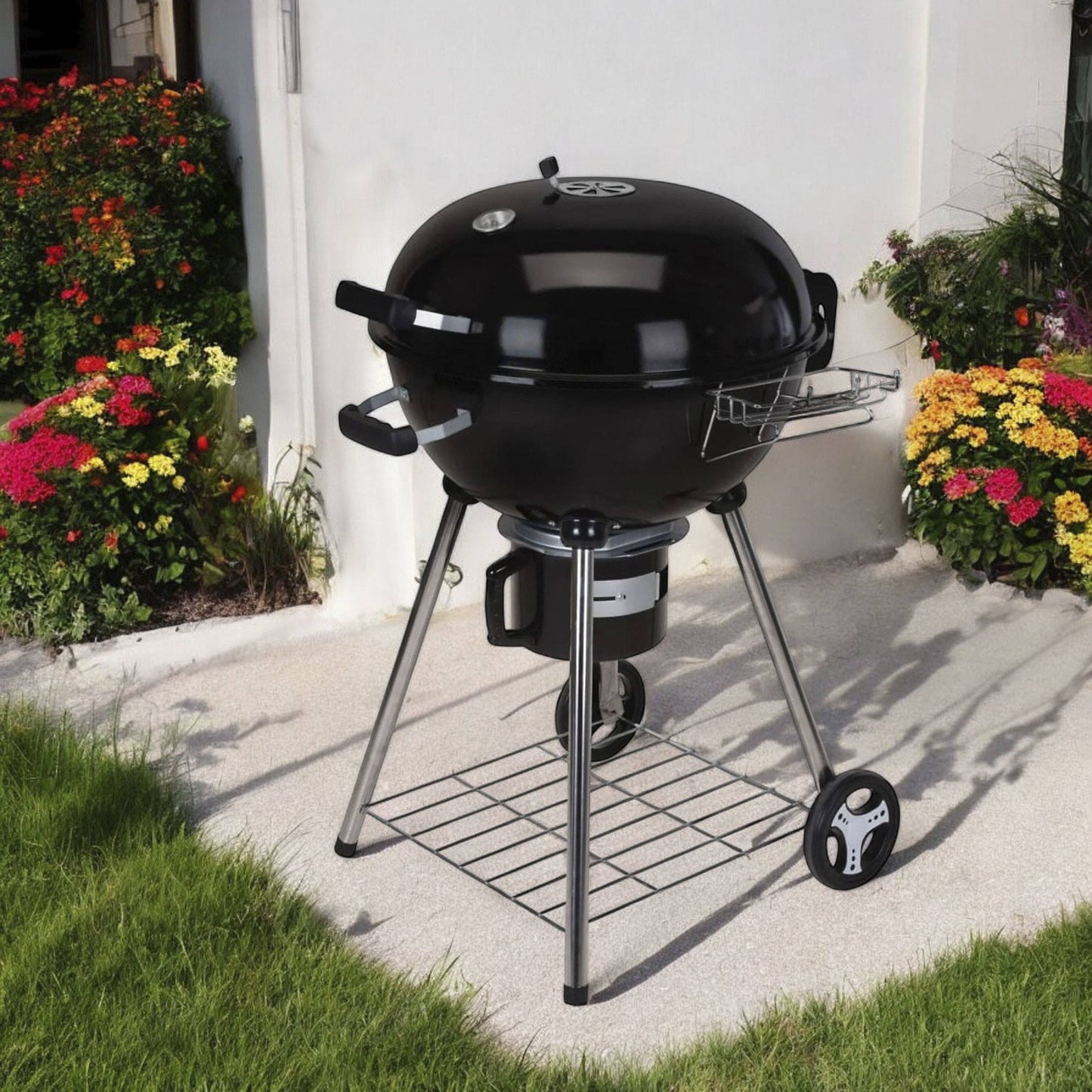 Well Home - Barbacoa Carbón H.99cm Con 4 Patas Y Ruedas