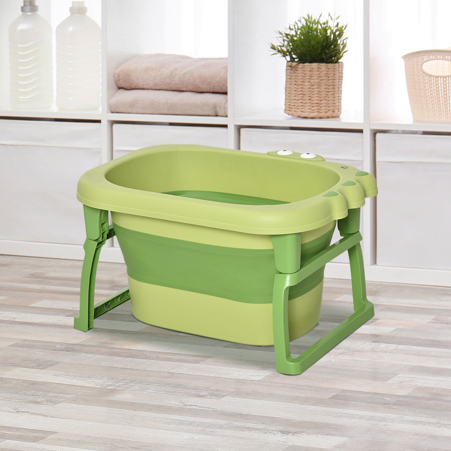 Homcom Bañera Plegable Para Bebé 0-6 Años Patas Antideslizantes 75,3x55,4x43 Cm_1