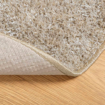 Alfombra Pelo Largo Aspecto Brillante Istan Beige Ø 120 Cm / Vetonek_5