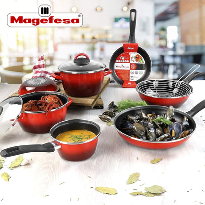 Olla 'sr' Ø16cm Con Tapa Vidrio Rojo Magefesa