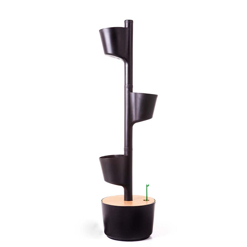 Huerto Vertical De Interior Citysens 3 Macetas Con Autorriego Y Semillas Aromáticas– Negro, Polipropileno 100% Reciclado_5