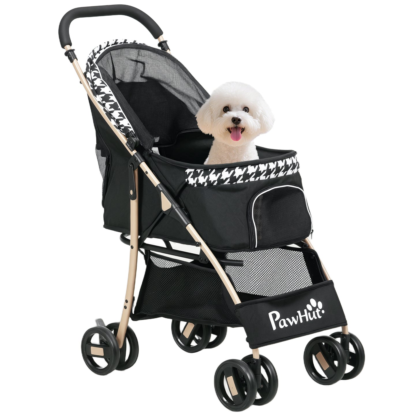 Pawhut Cochecito Para Perros Plegable Con 2 Puertas 80x44,5x97 Cm Negro_0