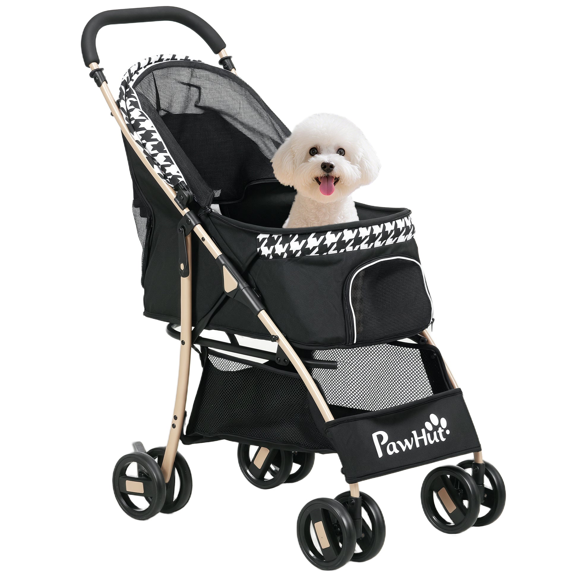 Pawhut Cochecito Para Perros Plegable Con 2 Puertas 80x44,5x97 Cm Negro_0