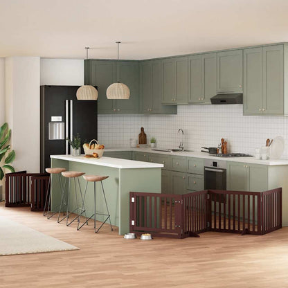 Vidaxl Puerta De Perros Plegable 12 Paneles Madera Álamo Marrón 960 Cm_1