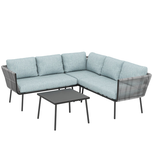 Outsunny Conjunto De Muebles De Ratán 2 Sofá De 2 Plazas Sofá De Esquina Mesa_0
