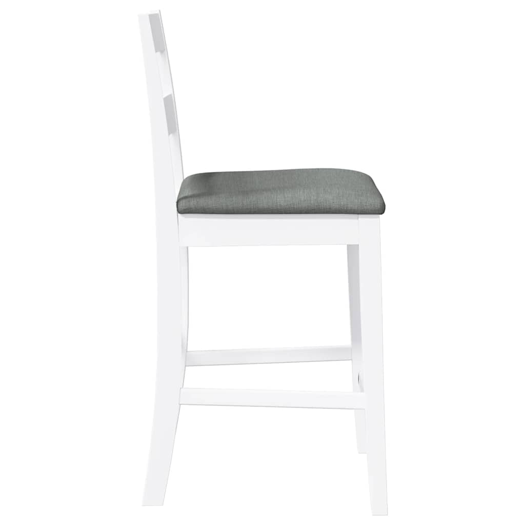 Taburetes De Bar Con Cojines 2 Uds Madera Maciza Blanca Caucho_4
