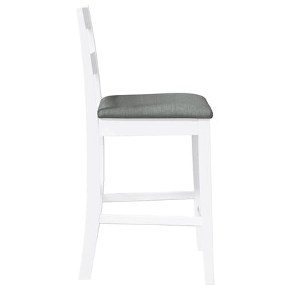 Taburetes De Bar Con Cojines 2 Uds Madera Maciza Blanca Caucho_4