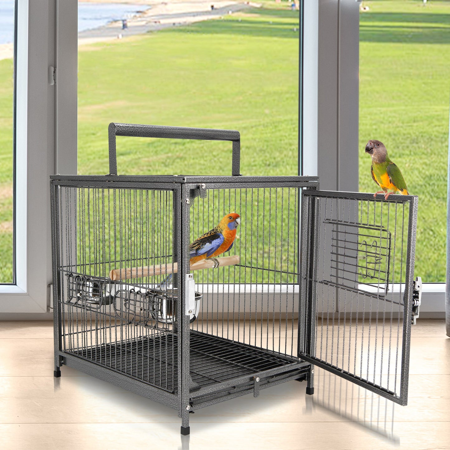 Pawhut Jaula Para Pájaro Metálica Espaciosa Para Loros Interior O Exterior_1