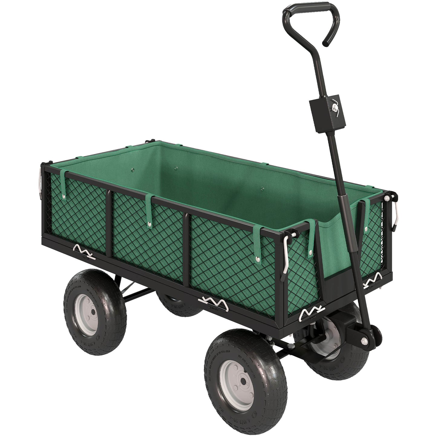 Outsunny Carrito De Jardín Con Ruedas Grandes Asa Ajustable Carga 300 Kg Verde_0