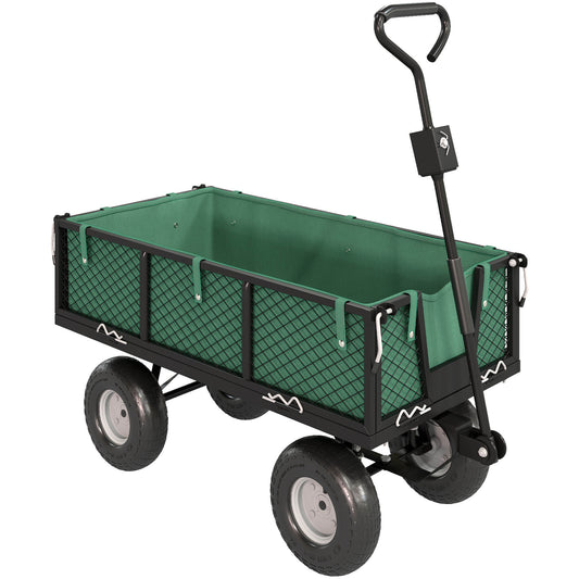 Outsunny Carrito De Jardín Con Ruedas Grandes Asa Ajustable Carga 300 Kg Verde_0