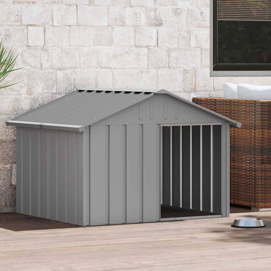 Casa Para Perros Acero Galvanizado Gris 116,5x153x81,5 Cm_2