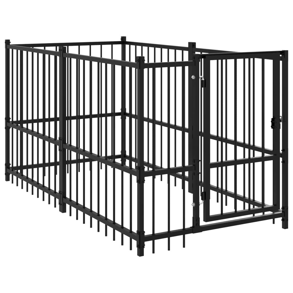 Vidaxl Perrera De Acero Negro 193,5x97x100 Cm_0