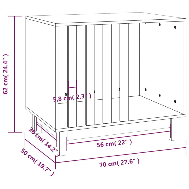 Caseta Para Perros Blanca 70x50x62 Cm Madera Maciza De Pino_2