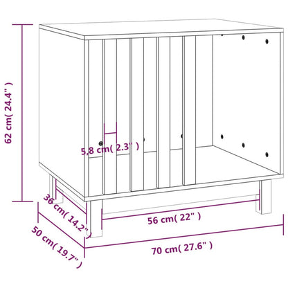 Caseta Para Perros Blanca 70x50x62 Cm Madera Maciza De Pino_2