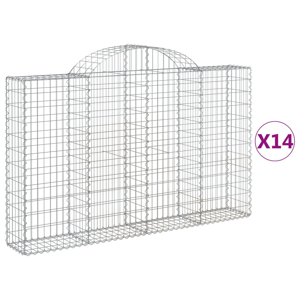 Cestas Gaviones 14 Uds Forma De Arco Hierro 200x30x120/140 Cm_0