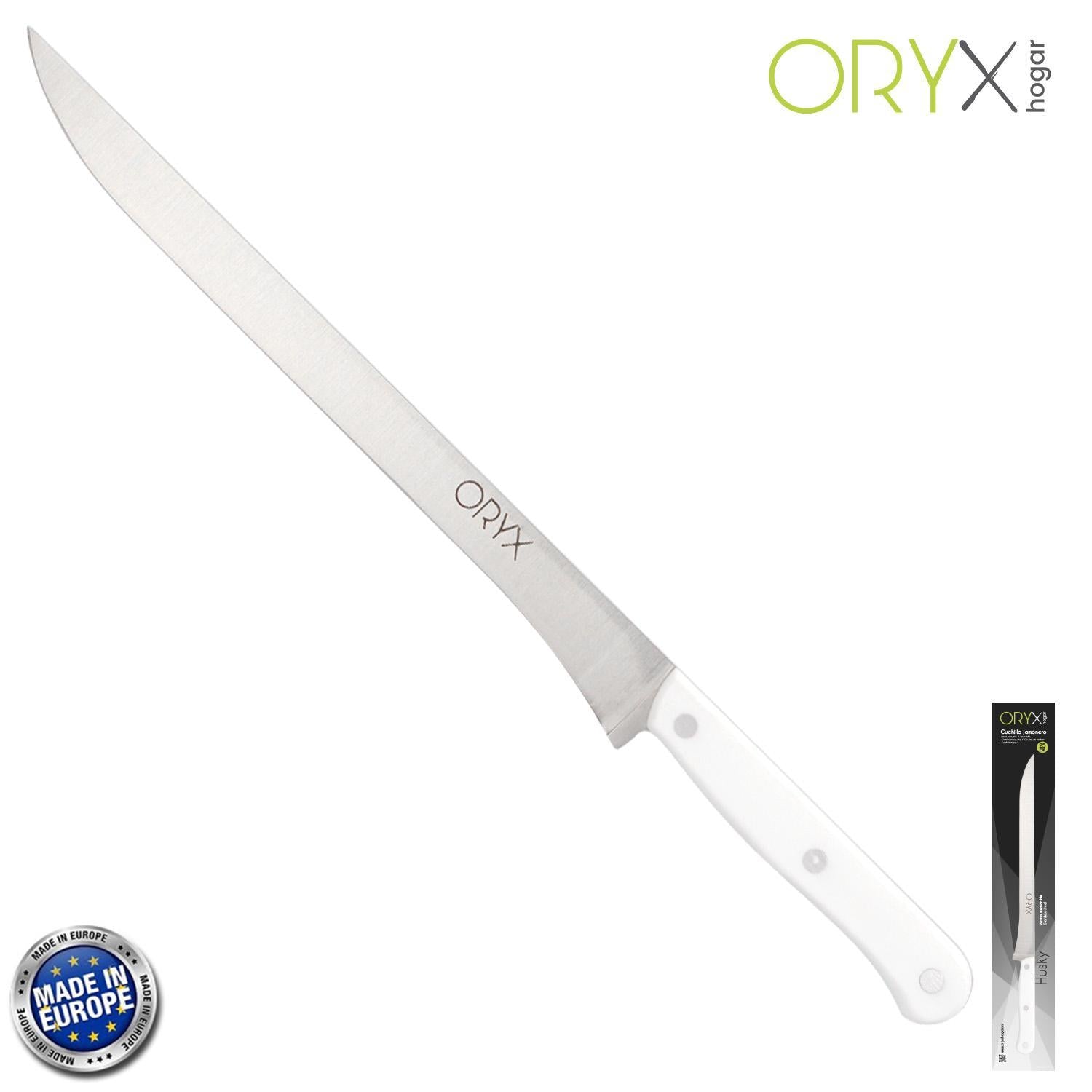 Cuchillo Husky Jamonero 25 Cm. Hoja Acero Inoxidable, Cuchillo Jamon, Cuchillo Cortar Jamon Mango Ergonomico Blanco_0