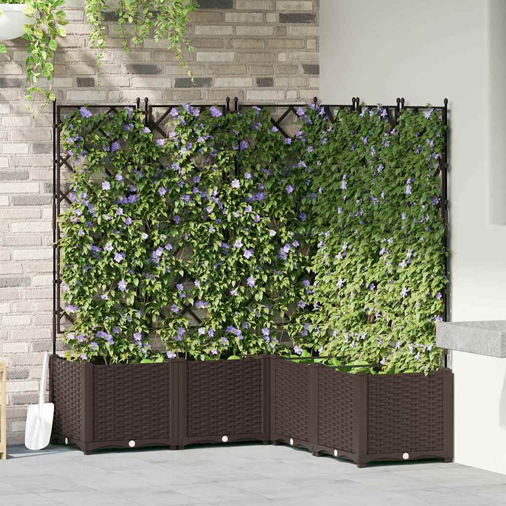 Vidaxl Maceta De Jardín Con Enrejado 5 Pcs Marrón 120 X 120 X 143 Cm_1