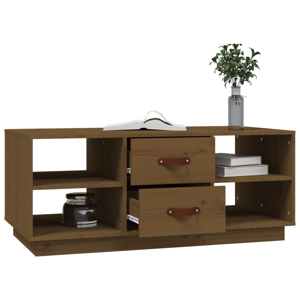 Mesa De Centro Madera Maciza De Pino Marrón Miel 100x50x41 Cm_2
