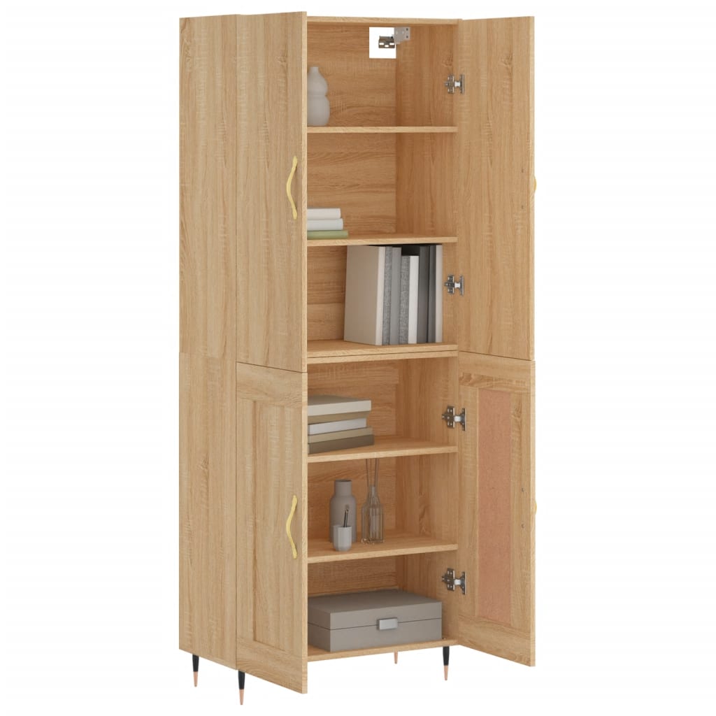 Aparador Alto Madera Contrachapada Color Roble 69,5x34x180 Cm_2