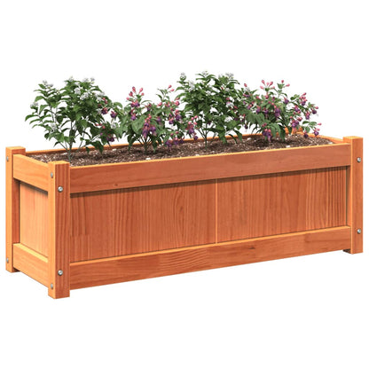 Jardinera Exterior Madera Maciza Pino Marrón Cera 90x31x31 Cm_3