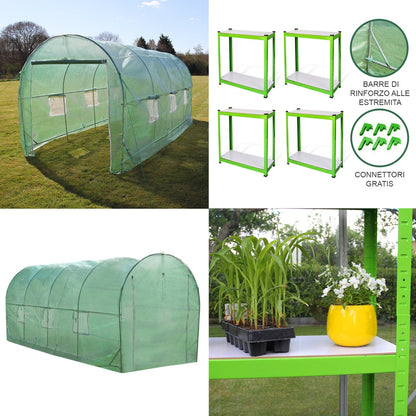 Invernadero Politúnel Con Estantería Galvanizada De Jardín Carpa De Cultivo 19mm 5 X 2m_4