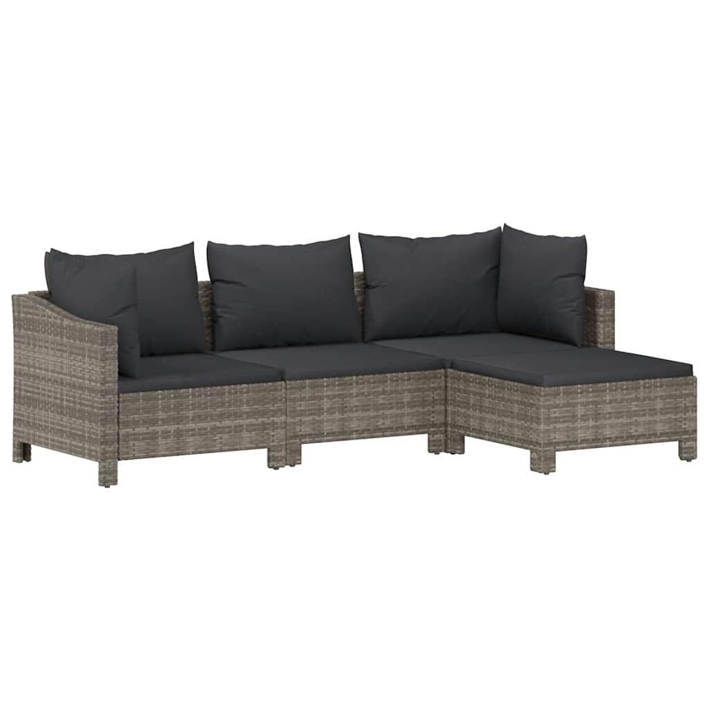Vidaxl Set De Muebles De Jardín 4 Pzas Y Cojines Ratán Sintético Gris_0
