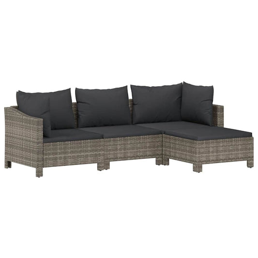 Vidaxl Set De Muebles De Jardín 4 Pzas Y Cojines Ratán Sintético Gris_0