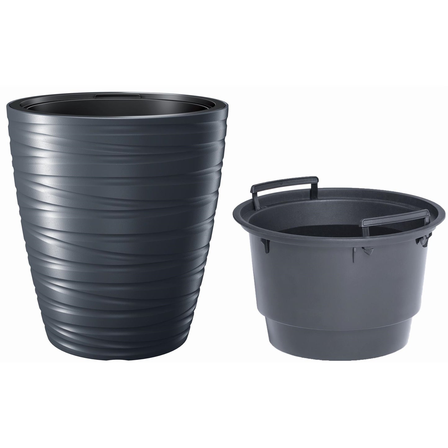 Maceta Con Deposito 32l Maze De Plastico En Color Antracita 37,5 (largo) X 37,5 (ancho) X 41,9 (alto) Cm_2