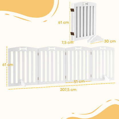 Pawhut Barrera De Seguridad Para Perros Plegable Con Pies Extraíbles Blanco_2