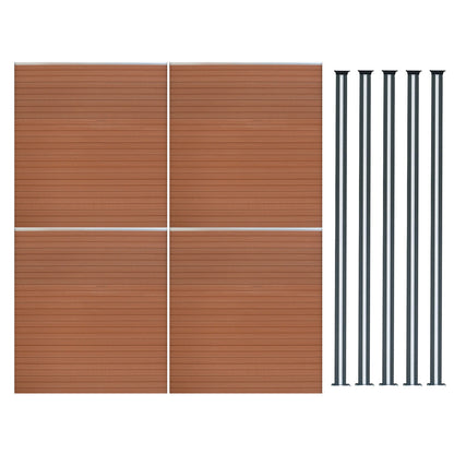 Vallas Para Exteriores De Wpc Y Aluminio - 4x Paneles + 5xpostes | Marrón_0