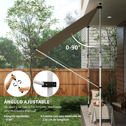 Outsunny Toldo Manual Retráctil 300x150x170-280 Cm Con Altura Ajustable Beige_5