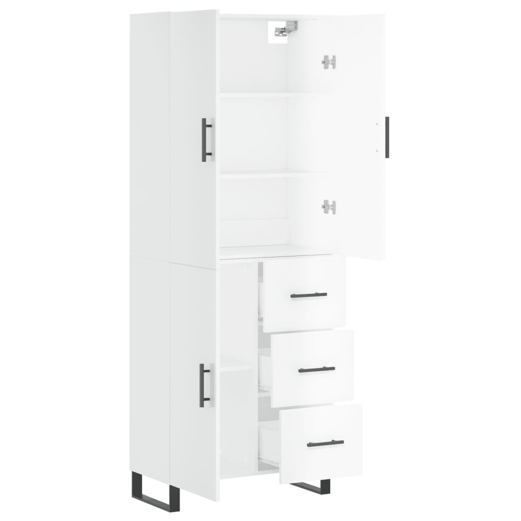 Aparador Alto Madera Contrachapada Blanco Brillo 69,5x34x180 Cm_3