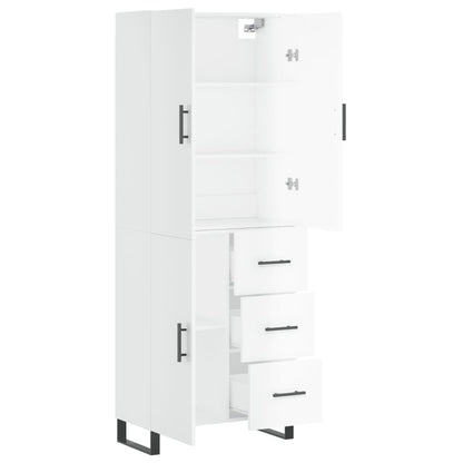 Aparador Alto Madera Contrachapada Blanco Brillo 69,5x34x180 Cm_3