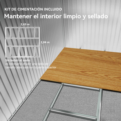 Outsunny Caseta De Jardín De Exterior 8,3 M² 277x322x192 Cm Gris_5
