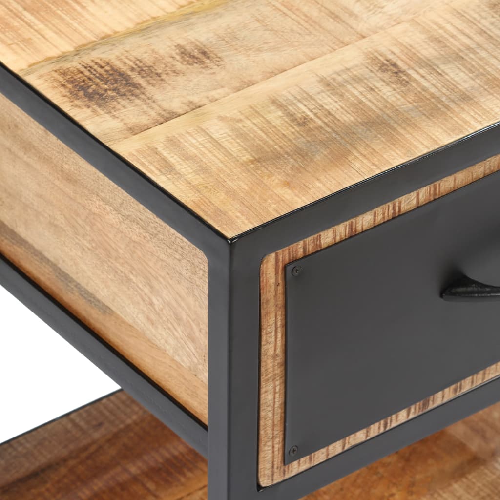 Mesita De Noche De Madera Maciza De Mango 40x30x50 Cm_2