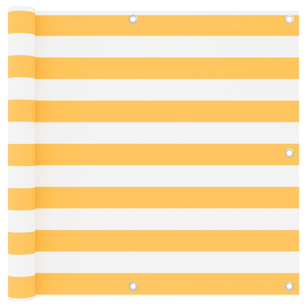 Vidaxl Toldo Para Balcón Tela Oxford Blanco Y Amarillo 90x500 Cm_0