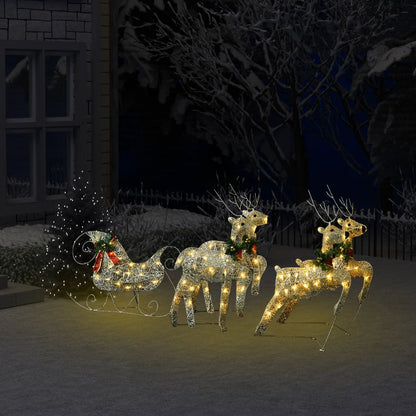 Vidaxl Renos Y Trineo De Navidad De Exterior Con 100 Led Dorados_1