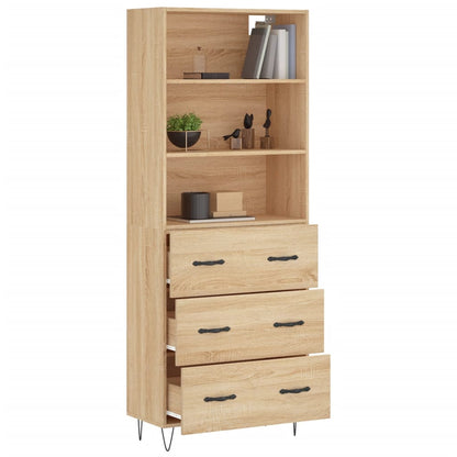 Aparador Alto Madera Contrachapada Color Roble 69,5x34x180 Cm_2