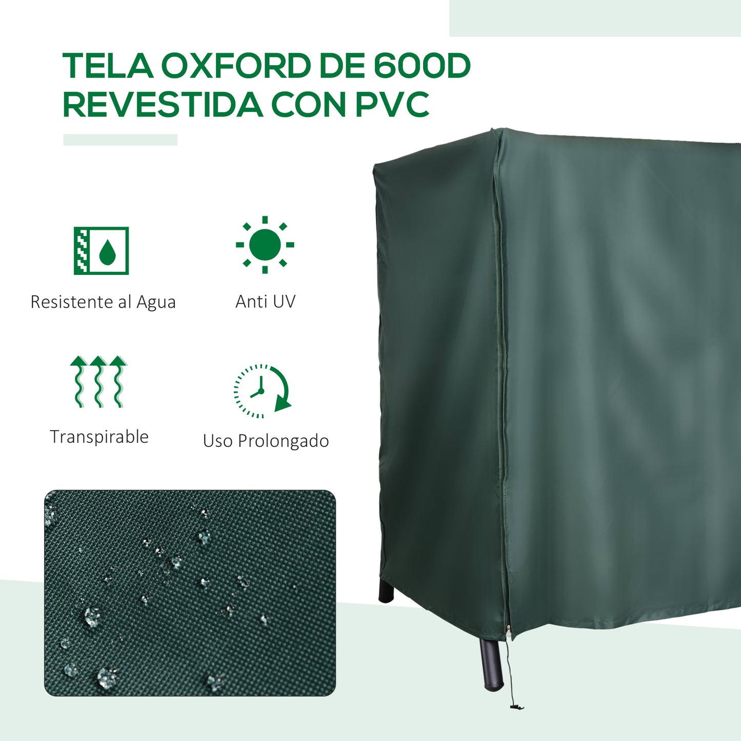 Outsunny Funda Columpios Jardín Cubierta Muebles De Exterior Con Cremallera_3