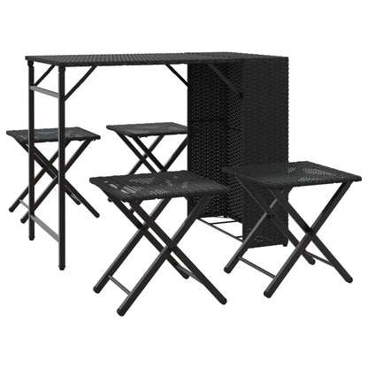 Juego De Comedor De Jardín Plegable 5 Piezas Ratán Pe Negro / Vetonek_4