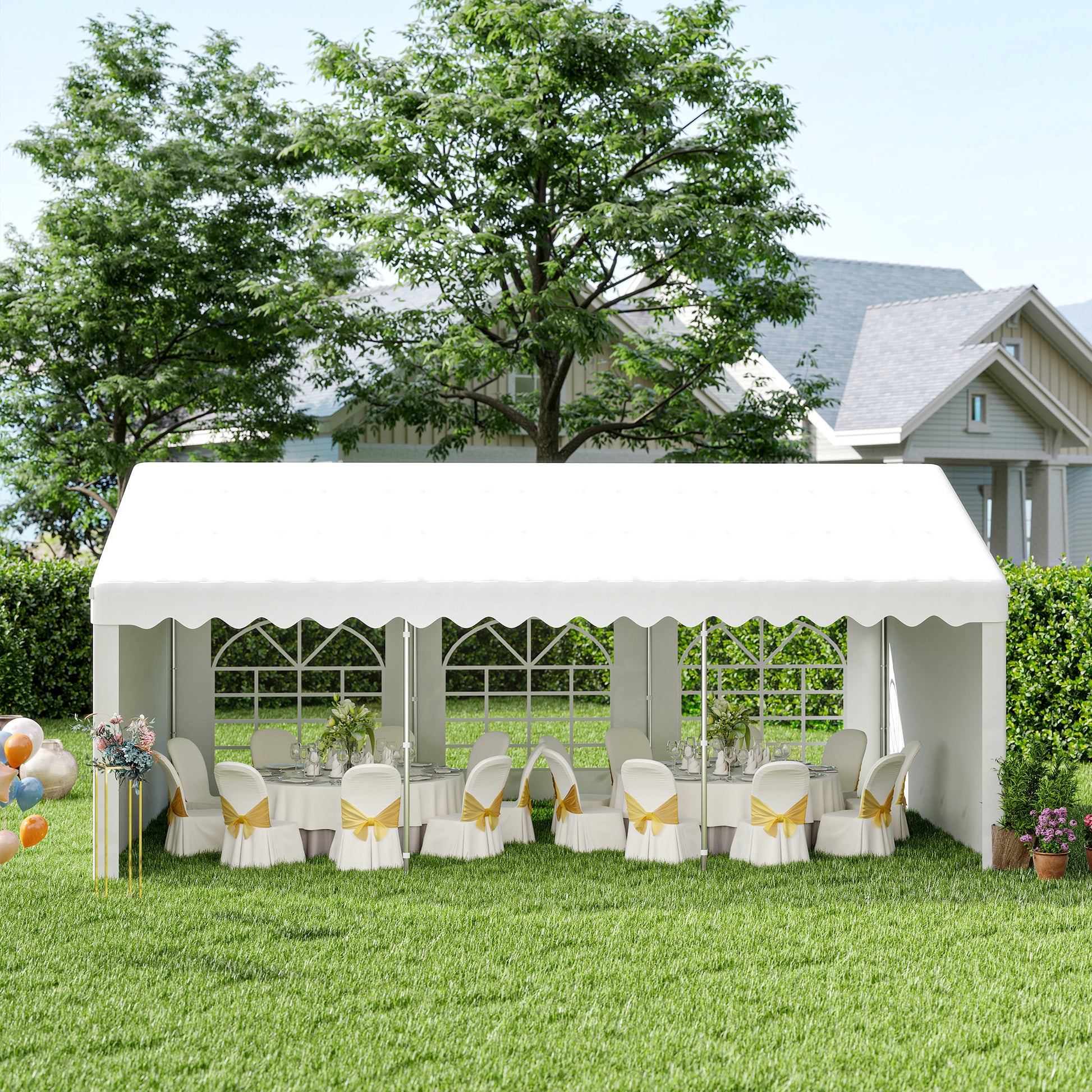 Outsunny Carpa 6x4x2.8m Acero Galvanizado Pabellon Carpas Boda Gazebo Cenador_1