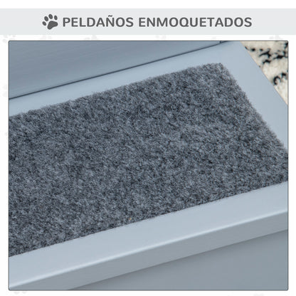 Pawhut Escalera Para Mascotas 3 Peldaños Con Espacio 40,5x44,5x38 Cm Gris_5