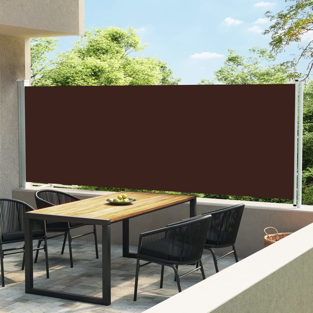 Vidaxl Toldo Lateral Retráctil De Jardín Marrón 160x600 Cm_1