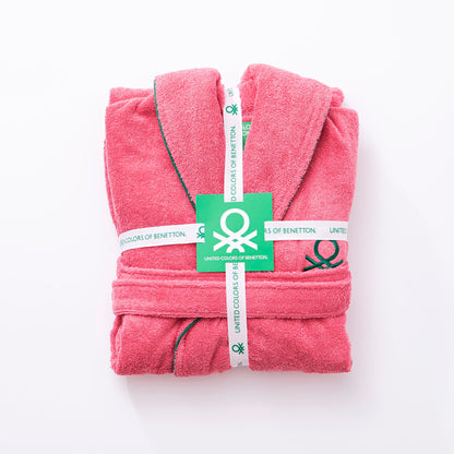 Albornoz M/l 420gsm 100% Algodon C/ Logo Bordado Rosa Core Benetton