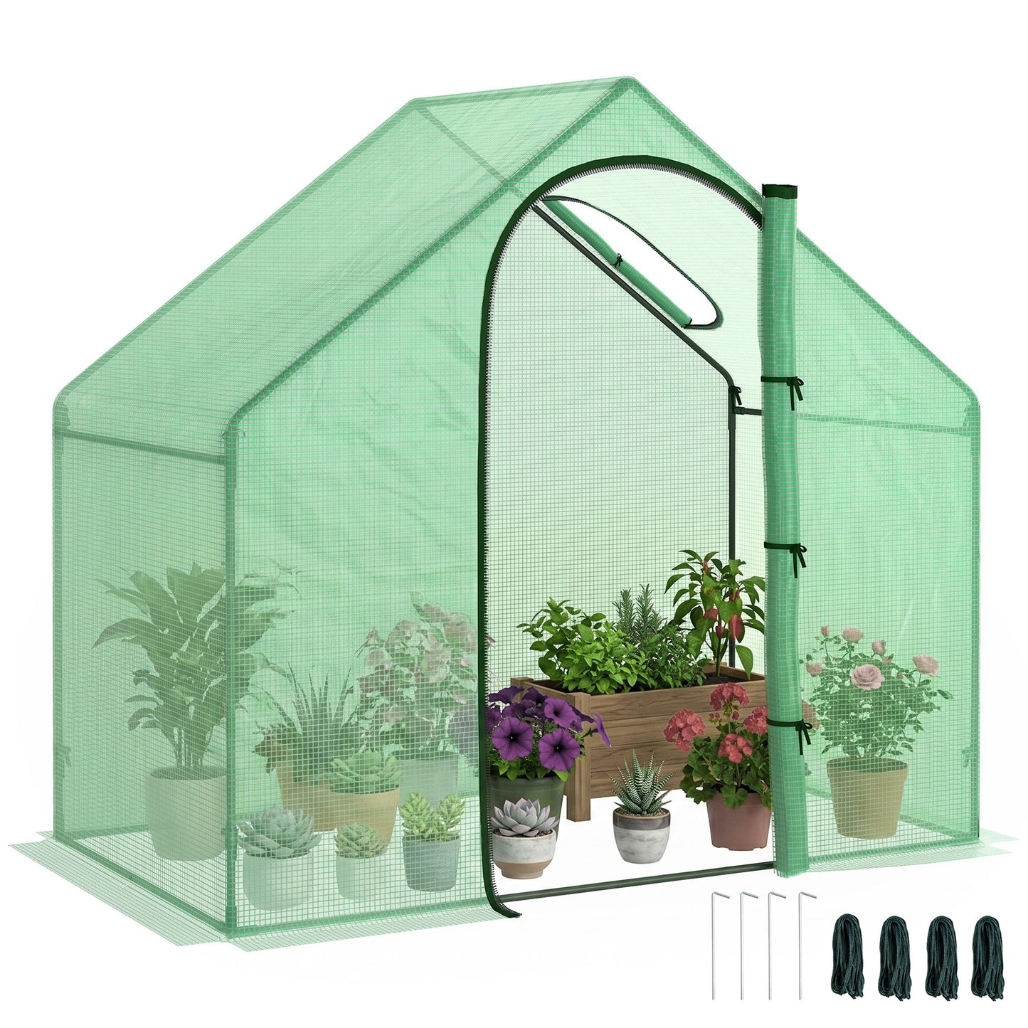 Outsunny Invernadero Pequeño Con Puerta Con Cremallera 180x100x168 Cm Verde_0