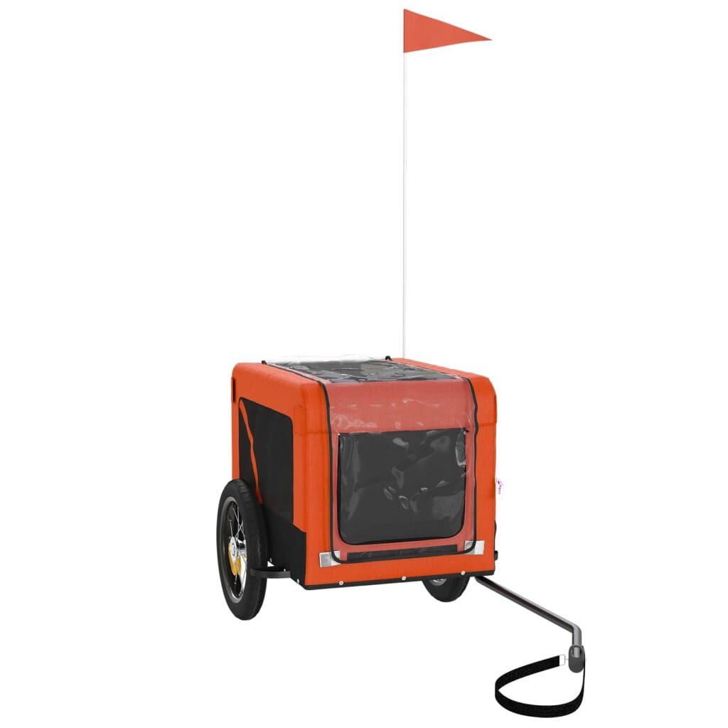 Vidaxl Remolque De Bicicleta Mascotas Hierro Tela Oxford Naranja Negro_3