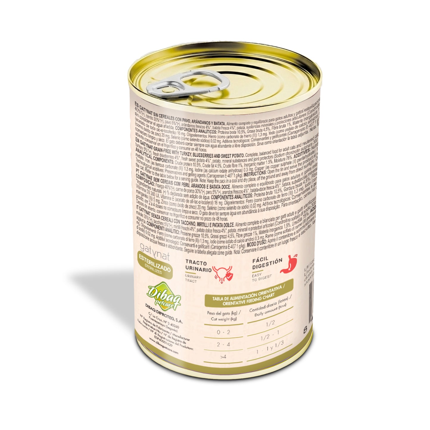 Gatynat Grain Free Pavo, Arándanos Y Batata, 400g X 12 Latas_2