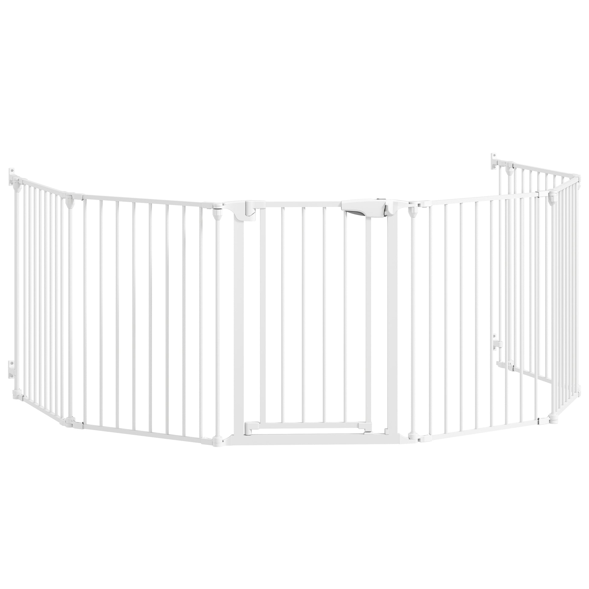 Pawhut Barrera Para Perros Plegable Puerta Con Cierre Doble Blanco_0